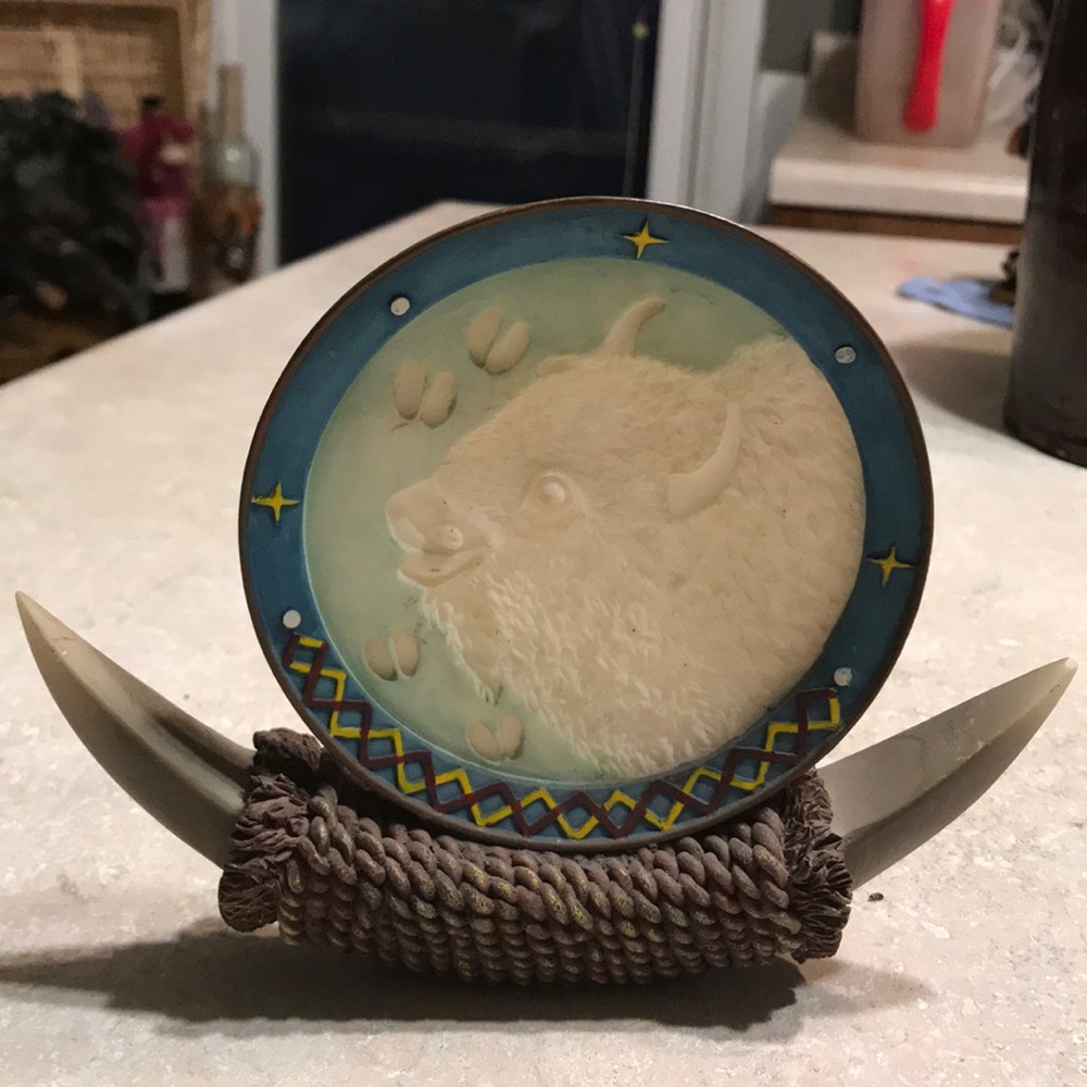 Native American Buffalo candle holder